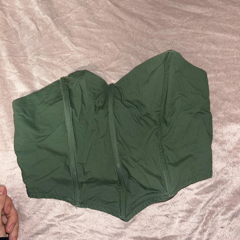 Green Strapless Corset Top